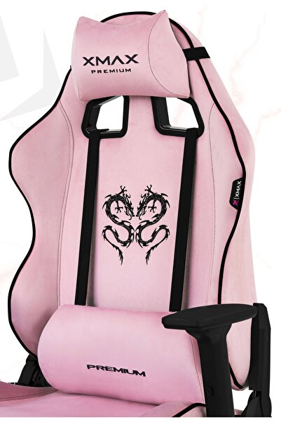 XMAX / Rio Balerion Terletmez Kadife Kumaş Pembe Gaming Oyuncu Koltuğu / 120 Kg Taşır