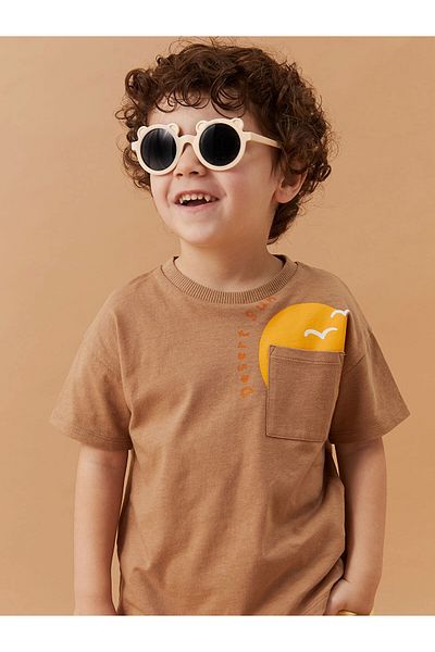 LC Waikiki Lcw Baby Beige Bicycle Short Short Sleeve Printed Baby Boy T-Shirt and Shorts 2-Piece Set
