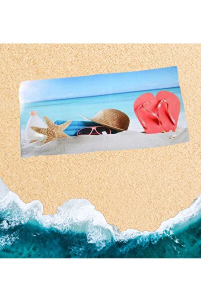 OEM Set Geanta de Plaja Steluta de Mare 55×38 cm + Prosop de Plaja 140×70 cm, Model Marin, Albastru