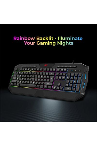 Havit 4-in-1 Gaming Combo: RGB Keyboard, Mouse, Headset with Mic, Pad – Black/Red – PC/Mac