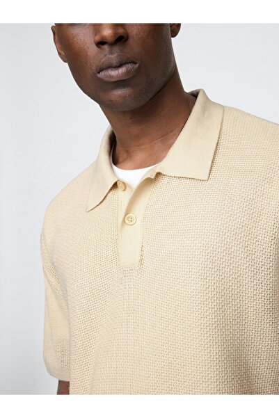 GAP Erkek Krem Dokulu Kroşe Polo T-Shirt