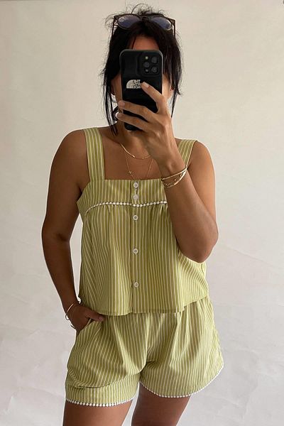 MJAMASS Olive Green Shorts Suspender Suit