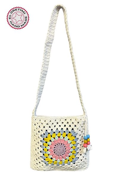 Uretti - Emine 9106 Hand Knitted Wooden Bead Detailed Mandala Model Shoulder Bag