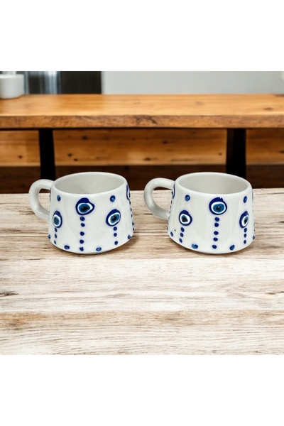 seramiker Evil Eye Beaded 2-Piece Mug