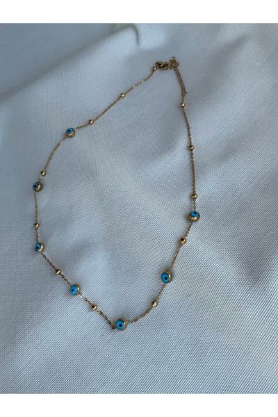 bijuxbymrv Evil Eye Beaded Steel Necklace