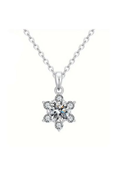 OEM Colier floare din argint cu diamant moissanit 1 Karat
