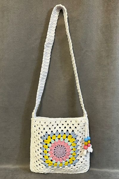Uretti - Emine 9106 Hand Knitted Wooden Bead Detailed Mandala Model Shoulder Bag