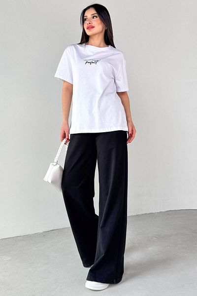 Cappmoda Tkm-0067 Black Perfect Written Injection Printed T-Shirt Loose Trousers Double Suit
