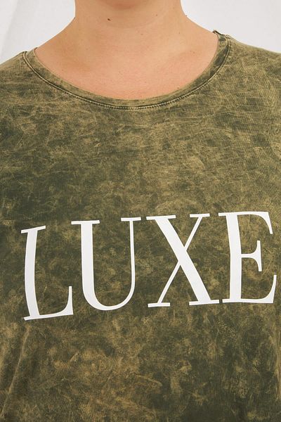 RMG Plus Size Piece Paint T-Shirt Khaki