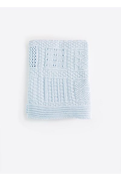 kitikate Organic Knitwear Panel Blanket Blue