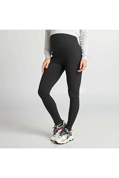 KIABI Ribbed maternity leggings BLACK
