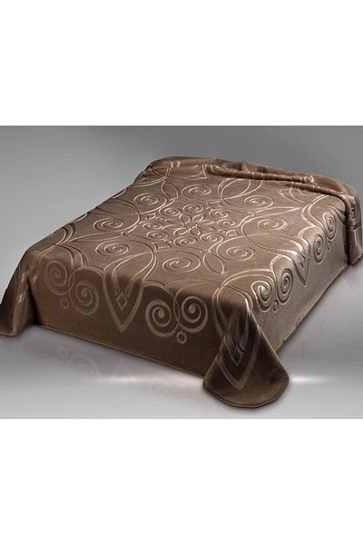 FIONNA.RO Thick Double Blanket Royal Embroidery Pattern - Gold Brown