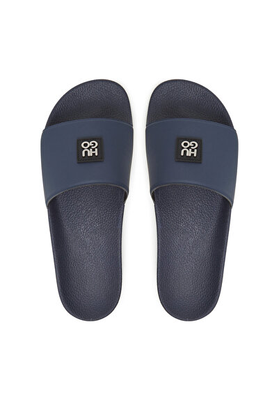 HUGO Erkek Rahat Düz Taban Marka Logo Desenli Lacivert Terlik 50548671-405