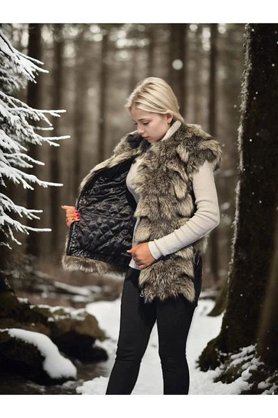 CVS Women's Sleeveless Genuine Leather Fur - Black