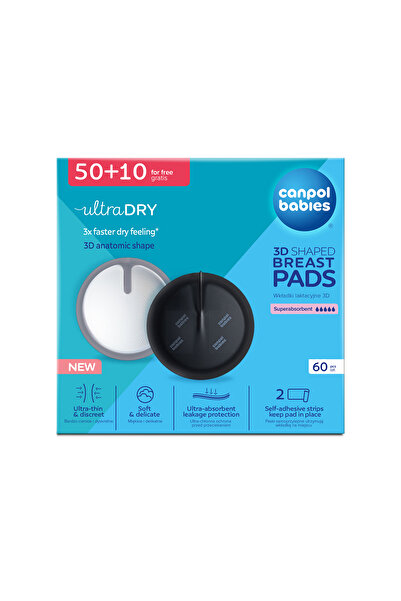 Canpol babies Tampoane superabsorbante pentru san 1/655, forma 3D, 60 de bucati, Negru