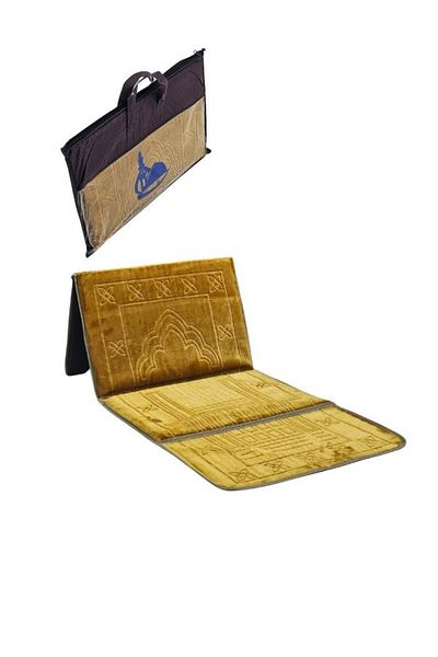 smart home Foldable padded prayer rug that doubles as a relaxation mat and floor seat with backrest.