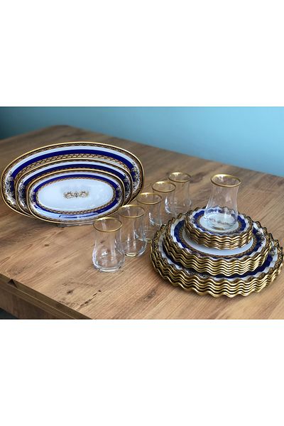 B&M Crown Patterned Curved 27 Piece Breakfast Set