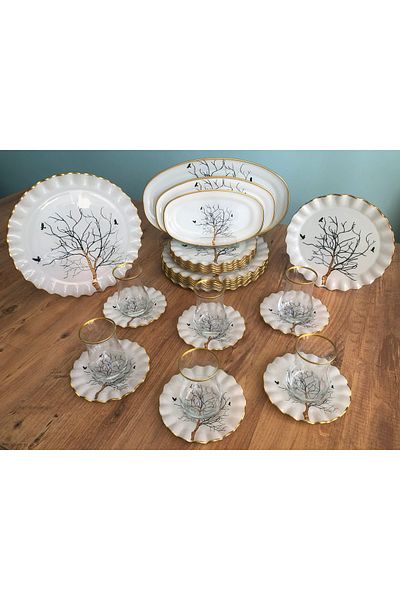B&M Tree Patterned Curved 27 Piece Breakfast Set