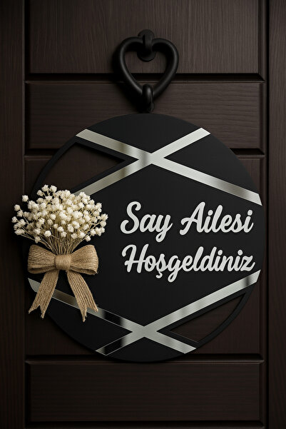 Evsay Kapı Süsü Kişiye Özel Isimli Dekoratif Gold Pleksi Dış Kapı Süsü Duvar Süsü