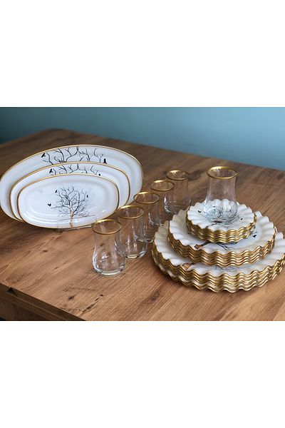 B&M Tree Patterned Curved 27 Piece Breakfast Set