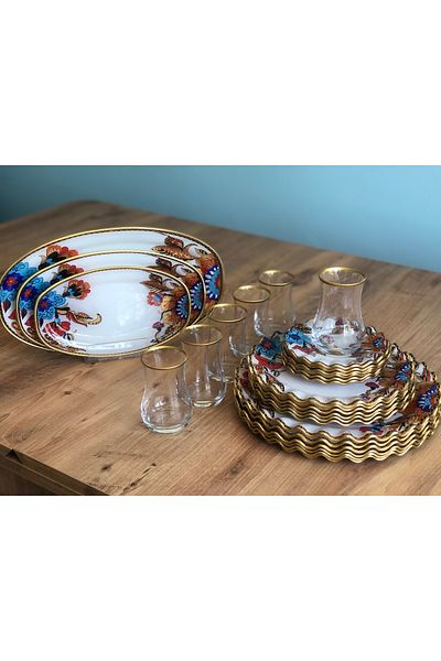 B&M White Flower Patterned Curved 27 Piece Breakfast Set