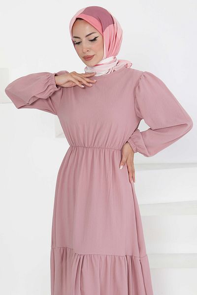 TOFİSA Lace-Up Dress Rose - 27303