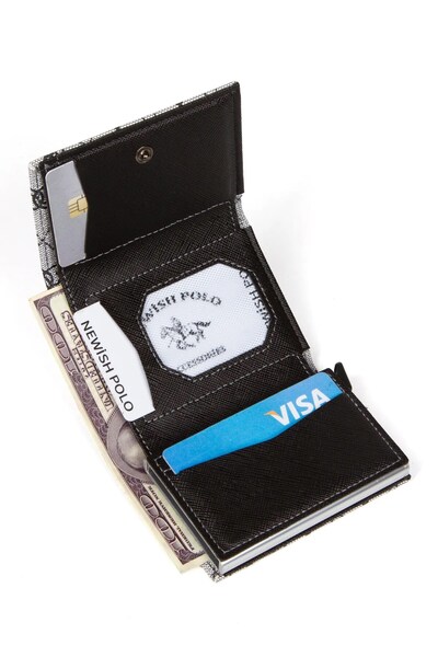 Newish Men's Mechanized Card Holder and Wallet New200 - Silver