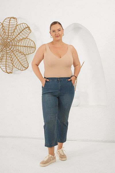 RMG Plus Size Denim Trousers Kim Blue