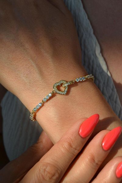 Sacce Scarves&Accessories Heart Zircon Bracelet Gift for Lover Tarnish Free Bracelet Love Symbol