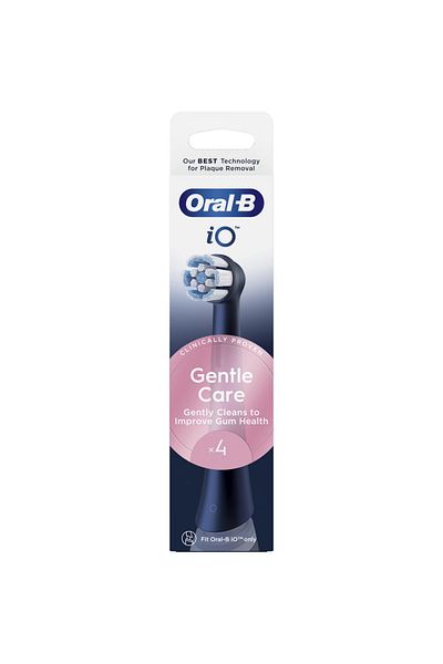 Oral-B iO Gentle Care electric toothbrush refills, compatible only with the iO series, Black, 4 pcs