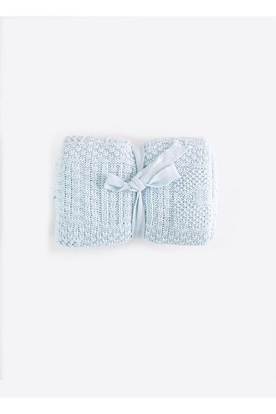 kitikate Organic Knitwear Panel Blanket Blue