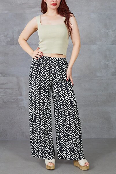 MORESUN Patterned Comfortable Fit Loose Leg Loose Pants with Elastic Waist