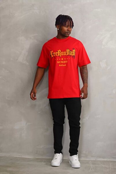 CVS Unisex Printed Oversize T-Shirt - Red