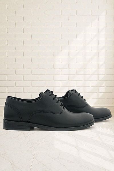 Rakerplus Tuxedo Black Matte Lace-Up Children's Classic Shoes