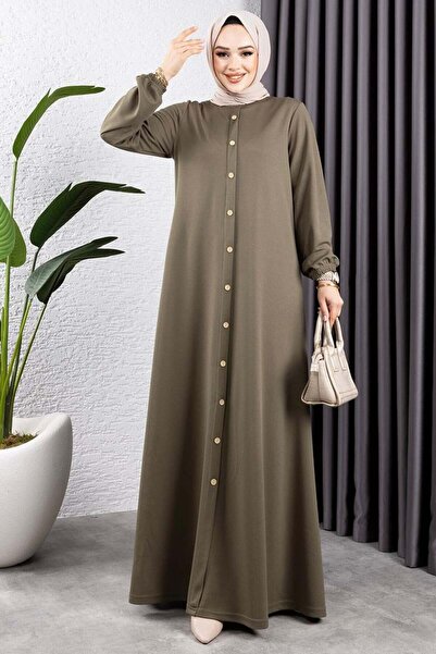 MG Φόρεμα με λεπτομέρεια με κουμπιά και ζώνη ΧΑΚΙ