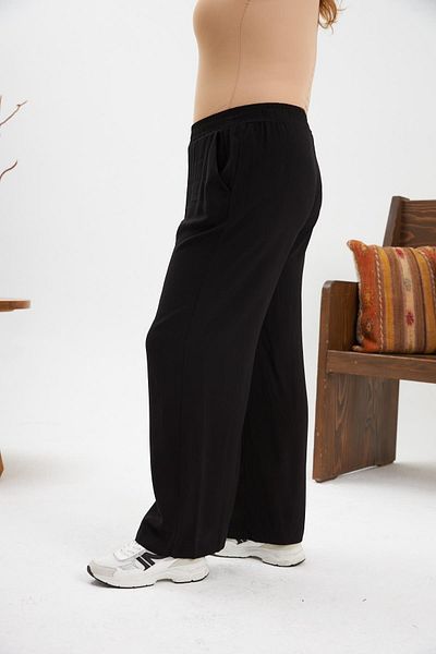 RMG Plus Size Relax Fit Viscose Trousers Black