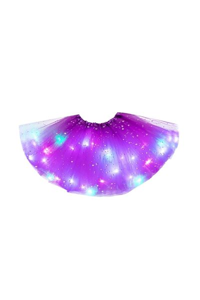 OEM Fustita pentru fetite cu leduri si sclipici, tip Printesa, Balerina, Tutu, Poliester, 30 cm, Roz