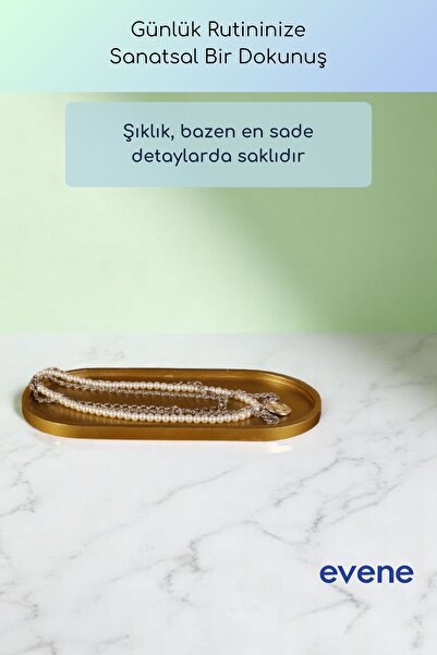 Evene Takı Organizer Makyaj Düzenleyici Kozmetik Organizer Dekoratif Tabak Altın Renk Model 36