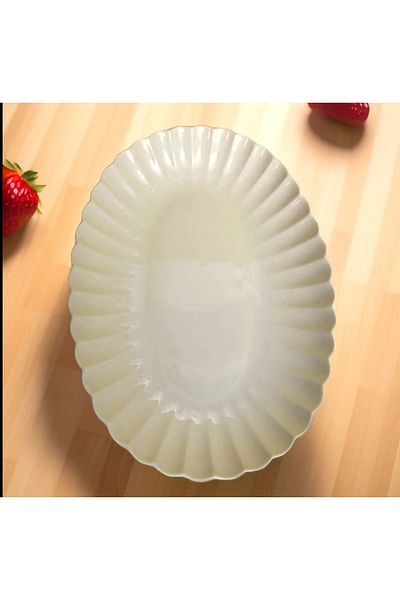Kütahya Porcelain 1 Piece 27 cm Boneluz Cream Boat Plate Salad Plate