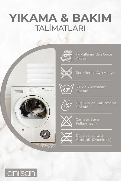 Anılsan 6-Piece Black Hand Towels - 50X90 Cm, 225 Gr, 100% Cotton, Spa and Hotel Towels, Suitable for Daily Use