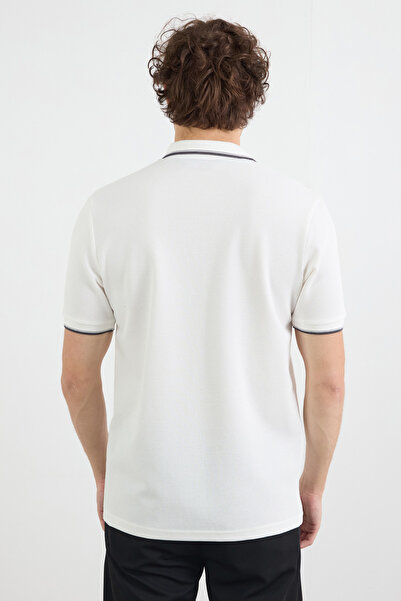 Fulla Moda Μπλουζάκι με ριγέ βάφλα από ύφασμα πόλο γιακά