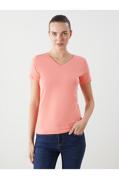 LC Waikiki Orange V-Neck Women's T-Shirt