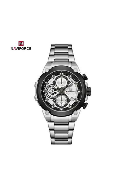 Naviforce Luxury Chronograph Wrist Watch for Men with Stainless Steel Strap Water Resistant Multi-Function