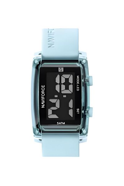 Naviforce Digital Sports Watch – 26mm LCD Display, Silicone Strap, 5ATM Waterproof, Date & Time Display