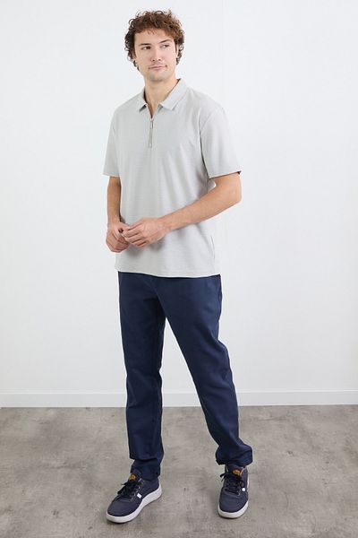 Fulla Moda Βασικό μπλουζάκι με μισό φερμουάρ Polo γιακά