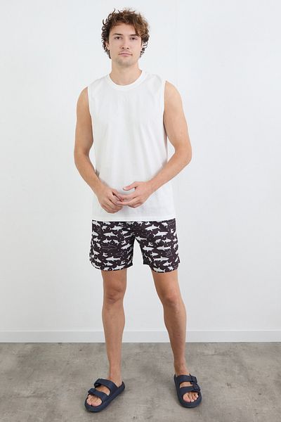 Fulla Moda Σορτς κολύμβησης με στάμπα Shark με τσέπες