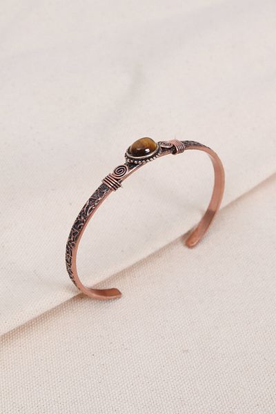 Süspüs Accessories Tiger Eye Natural Stone Copper Bracelet