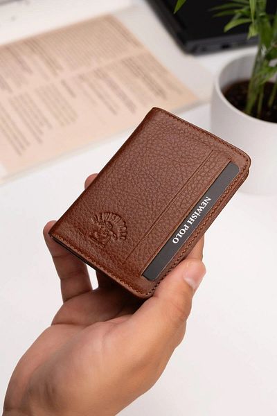 Newish Polo Men's Genuine Leather Wallet and Card Holder – New348 - Tan