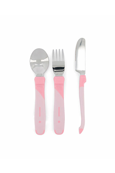 Twistshake طقم ملاعق شوكة للأطفال من الفولاذ المقاوم للصدأ باللون الوردي مكون...