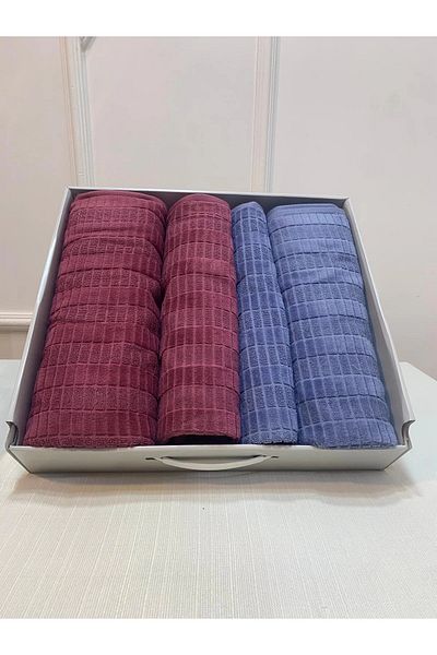 NİVEMESHOME Nivemeshome Land Indigo-Dark Pink Bath Set Özgüzel